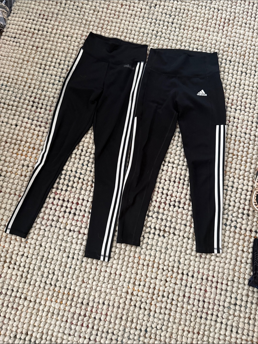 adidas Black Leggings with White Side Stripes - Kids